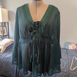 Torrid Sheer Babydoll Lace-up Top